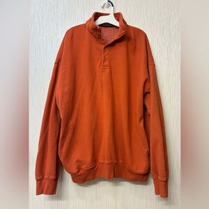 Brandy Melville Oversized Mock Neck Snap Pullover Sweatshirt Burnt Orange OS